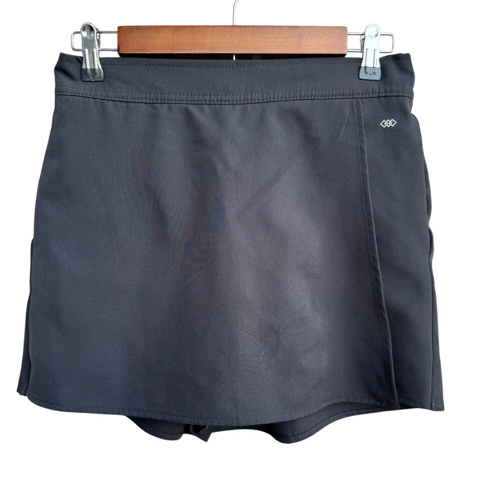 Leg3nd Womens S Black Athletic Wrap Skort Skirt Shorts Pockets Stretch